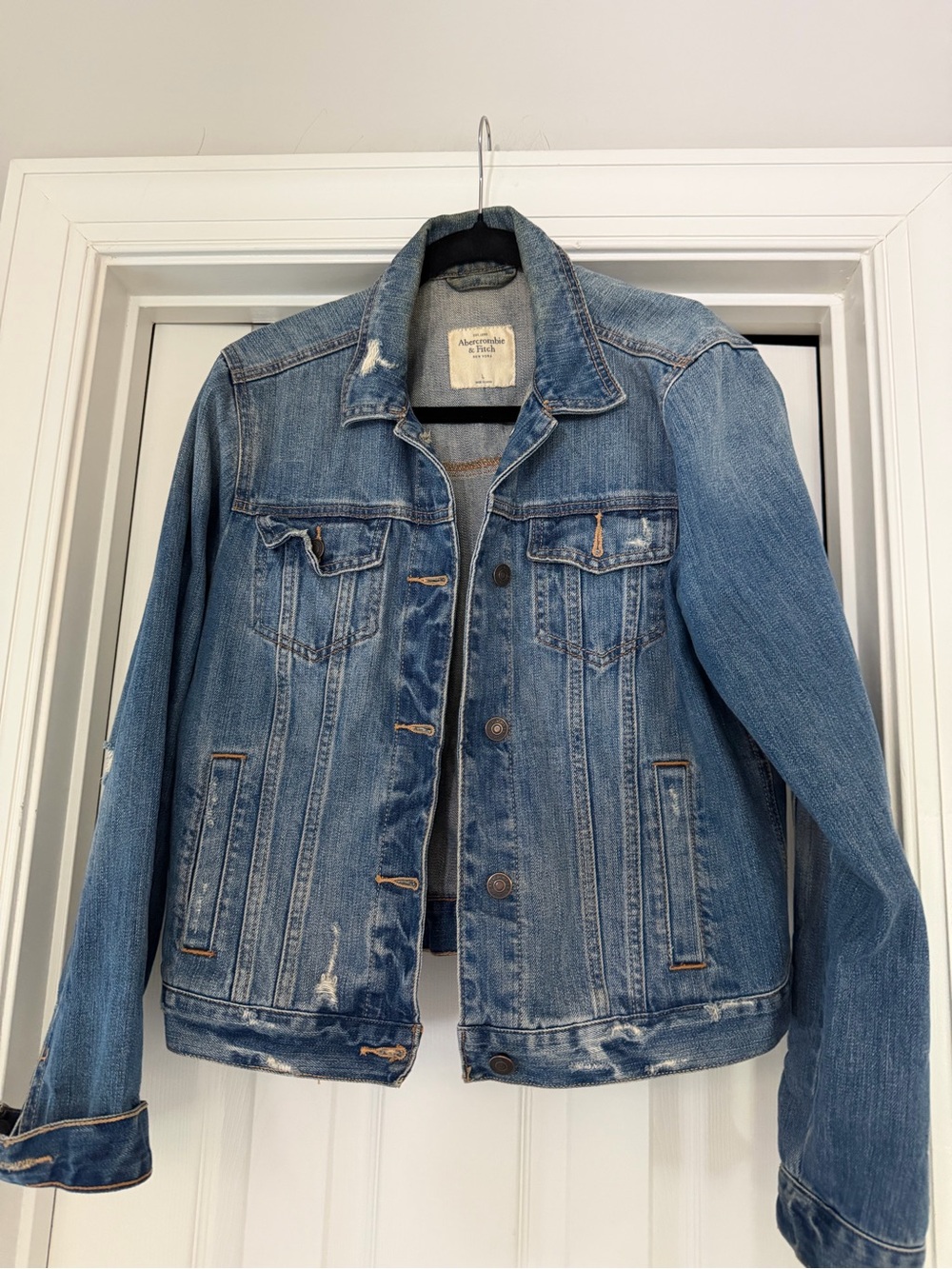 Abercrombie & Fitch Distressed Blue Denim Jacket